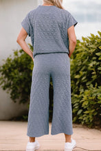 Just You Wait - Quilted Short Sleeve Wide Leg Pants Set