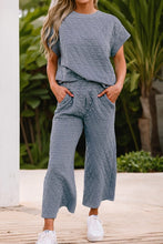 Just You Wait - Quilted Short Sleeve Wide Leg Pants Set