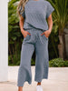 Just You Wait - Quilted Short Sleeve Wide Leg Pants Set