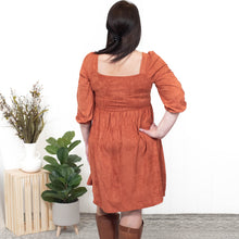 No Mistakes - Brown Suede Square Neck Puff Dress