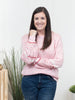 Pretty In Pink - Heathered Texture Patterned Sleeve Sweater