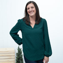 Just What I Needed - Green Jacquard V-Neck Long Sleeve