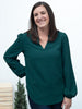 Just What I Needed - Green Jacquard V-Neck Long Sleeve