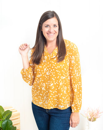 Together At Last - Fall Print Crinkled Blouse