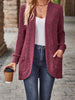 Chasing You - Wine Red Casual Patchwork Long Sleeved Cardigan