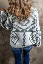 Always Here For You - Geometric Pattern Ribbed Trim Cardigan