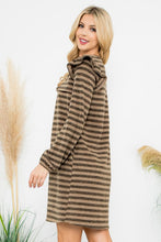 Be That Someone - Shirring Ruffle Detail Long Sleeve Stripe Dress