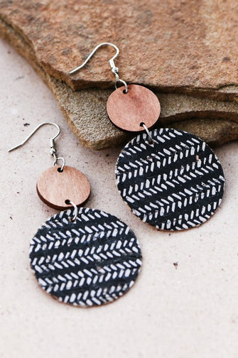 Boho Cork Dangle Earrings Black