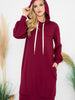 Happiness Begins Here - Dark Red French Terry Long Sleeve Puff Hoodie Dress