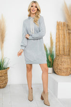 Happiness Begins Here - Heather Gray French Terry Long Sleeve Puff Hoodie Dress