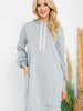 Happiness Begins Here - Heather Gray French Terry Long Sleeve Puff Hoodie Dress