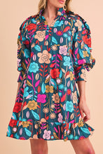 Bold Moves - Floral Print Puff Sleeve Ruffled Mini Dress