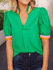 Make My Day Colorful Trim Blouse