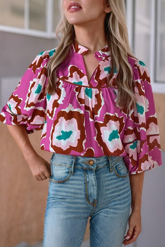 Since I Saw You Abstract Print Blouse