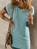 All My Secrets Blue Ribbed T-Shirt Dress
