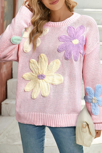 Retro Charm Flower Knit Sweater