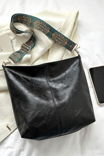 Every Situation - Black Retro Vegan Leather Crossbody Shoulder Bag