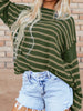 Subtle Statement - Casual Stripe Round Neck Drop Shoulder Sweater