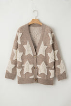 Oh My Stars - Star Pattern Textured Sweater Cardigan with Pockets