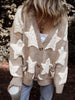 Oh My Stars - Star Pattern Textured Sweater Cardigan with Pockets