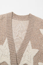 Oh My Stars - Star Pattern Textured Sweater Cardigan with Pockets