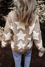 Oh My Stars - Star Pattern Textured Sweater Cardigan with Pockets