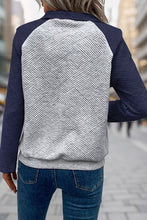 On the Daily - Navy Blue Textured Button Long Sleeve Sweatshirt