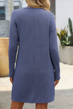 Time For You - Blue Front Pocket Long Sleeve Dress