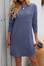 Time For You - Blue Front Pocket Long Sleeve Dress