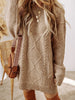 Be Inspired - Parchment Cable Knit Drop Shoulder Loose Fit Sweater Dress