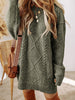 Be Inspired - Green Cable Knit Drop Shoulder Loose Fit Sweater Dress