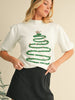 In the Spirit - Tinsel Christmas Tree Puff Short Sleeve Sweater