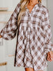 Take My Hand - Plaid Bubble Sleeve Shirt Dress