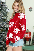 Holiday Lane - Red Snowflake Pattern Drop Shoulder Sweater