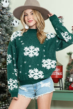 Holiday Lane - Green Snowflake Pattern Drop Shoulder Sweater