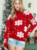 Holiday Lane - Red Snowflake Pattern Drop Shoulder Sweater