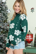 Holiday Lane - Green Snowflake Pattern Drop Shoulder Sweater