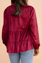 Always In Mind - Burgundy Smocked Ruffle Tiered Button-up Shirt