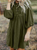 Truly Yours - Corduroy Buttoned 3/4 Sleeve Dress