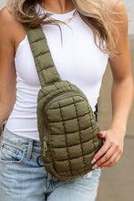 Quilted Puffer Sling Bag Olive