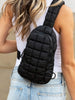 Black Quilted Puffer Sling Bag