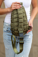 Quilted Puffer Sling Bag Olive