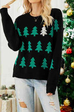 Evergreen Glow Black Christmas Tree Sweater