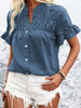 Making Plans Ruffle Ruched Shirt