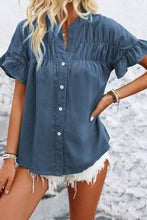 Making Plans Ruffle Ruched Shirt