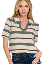 Thinking Out Loud Ash Jade Striped Cropped Sweater