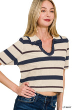 Thinking Out Loud Navy Striped Cropped Sweater
