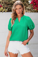 An Easy Yes Textured Puff Sleeve Blouse