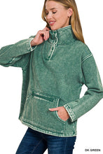 Here & Now Green Fleece Washed Pullover