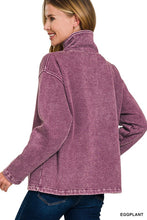 Here & Now Eggplant Fleece Washed Pullover